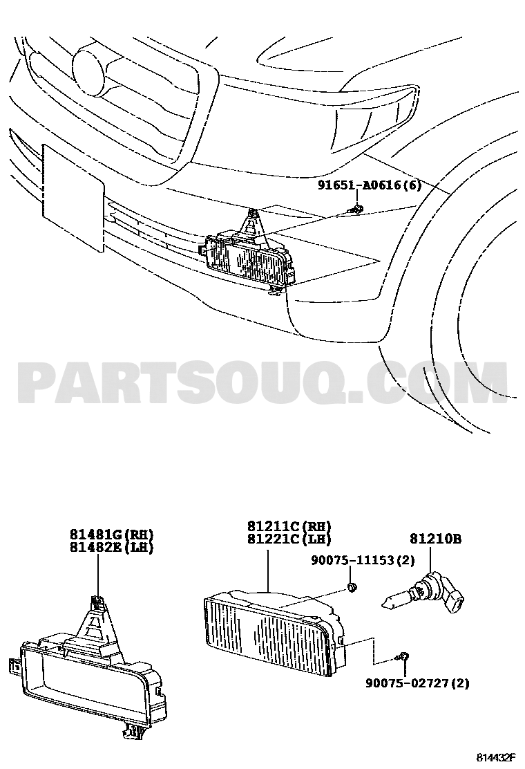 مخطط حامل كشاف الضباب لاندكروزر يسار 81482-60062 | Fog Lamp Bracket Diagram