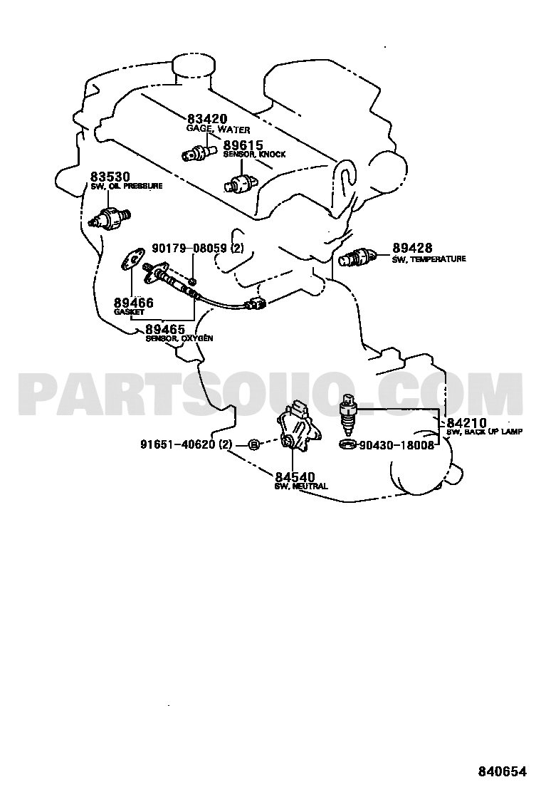 Partsouq EPC – 83420-20040 water temperature sender, Corolla AE10 YAZAKI, diagram 8401 callout 83420