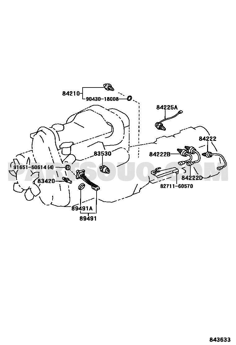 مخطط تويوتا EPC لمفتاح مصباح الرجوع للخلف، OEM 84210-52050، موضع 84210 | Toyota EPC diagram for back-up lamp switch, callout 84210