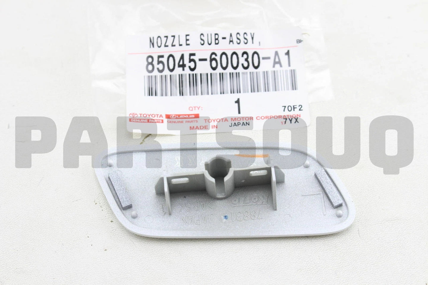بخاخ غسيل المصباح الأمامي الأيسر الأصلي تويوتا 85045-60030-A1، لون أبيض لؤلؤي 070 | Genuine Toyota LH headlamp washer nozzle 85045-60030-A1, pearl white 070