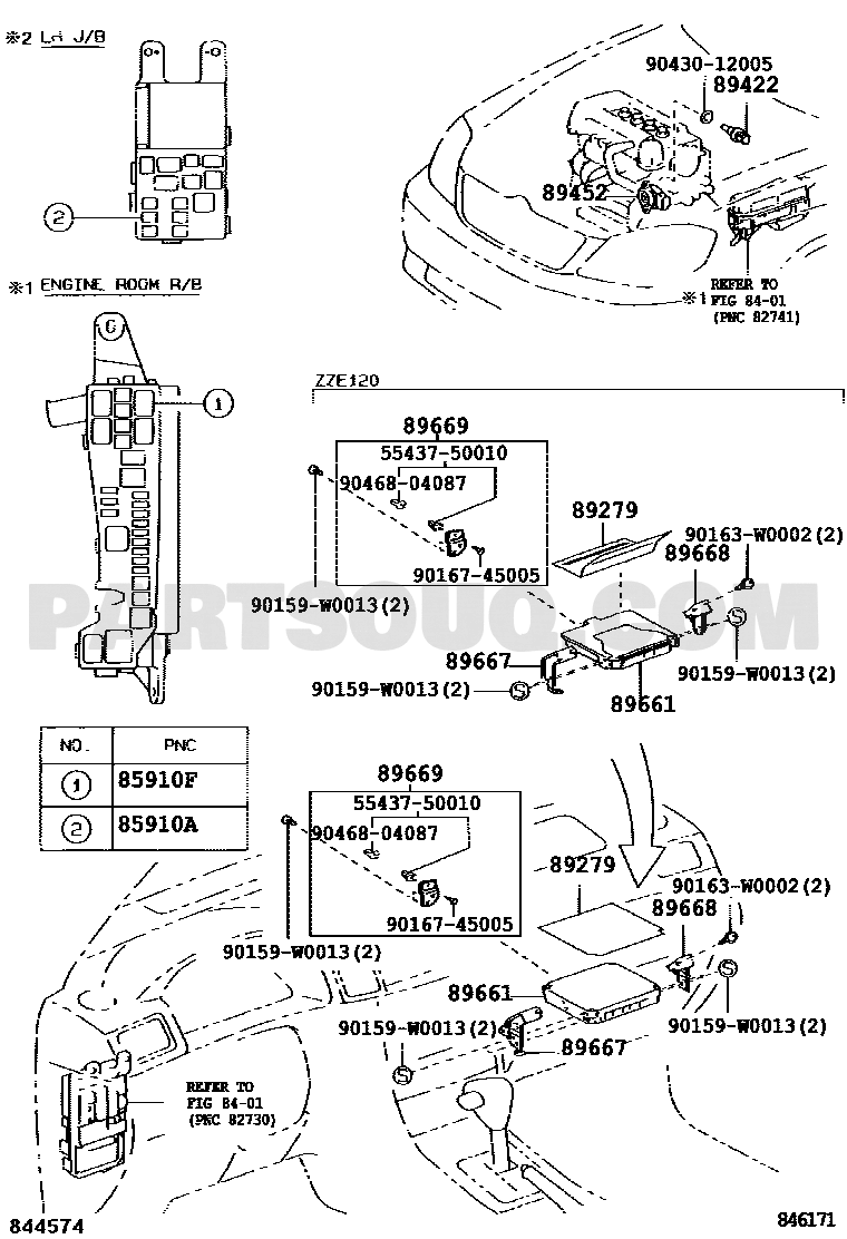 مخطط موضع حساس حرارة التبريد تويوتا 89422-35010 | Toyota EPC coolant sensor diagram