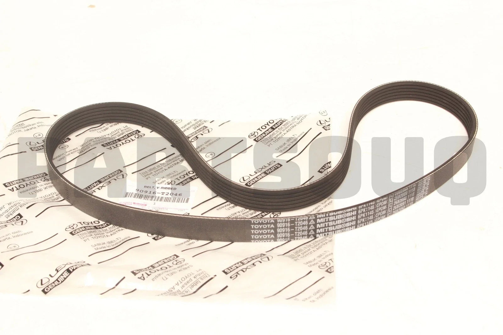 سير محرك مضلع تويوتا الأصلي، رقم OEM 90916-T2046 | Genuine Toyota V-ribbed drive belt, OEM 90916-T2046