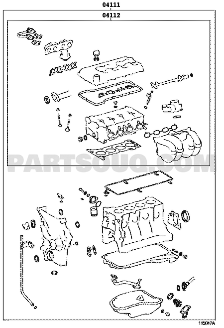 مخطط مكونات طقم جازكيت محرك 2TR-FE 04111-0C098 | EPC diagram