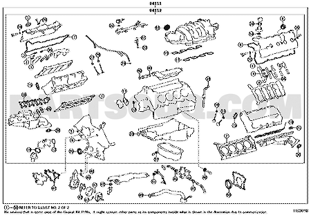 موضع طقم وجيه المحرك 04111-0S023 في مخطط القطع | Engine overhaul gasket kit EPC