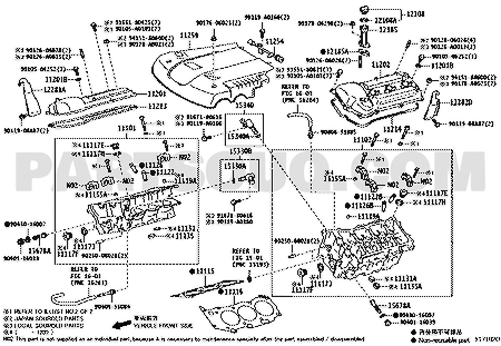 مخطط موضع وجه الرأس الأيمن 11115-31031 | Toyota EPC RH head gasket location