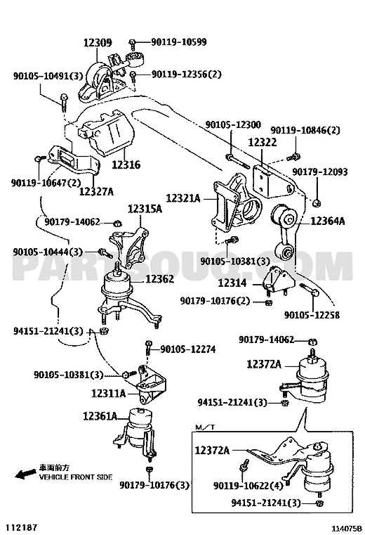 مخطط تويوتا لموضع قاعدة المحرك 12309-28161 | Toyota EPC diagram