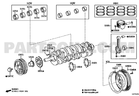 مخطط تويوتا لموضع شنابر البستم 13011-0C010 | Toyota EPC diagram