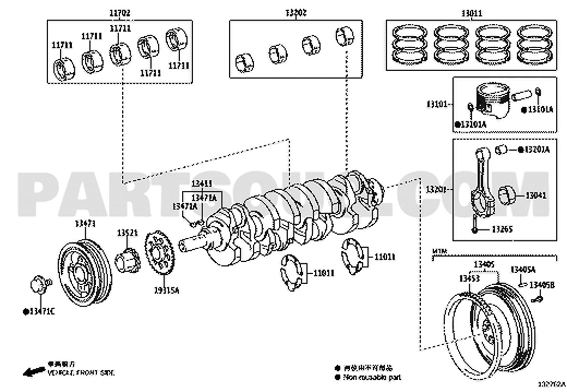 مخطط شنابر البساتم 13013-75100 | Toyota EPC piston ring diagram