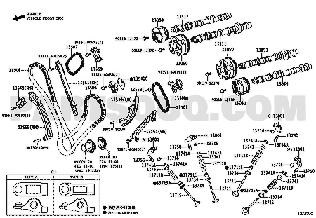 موضع ترس توقيت عمود الكامات 13050-38010 في مخطط تويوتا | Toyota EPC location diagram