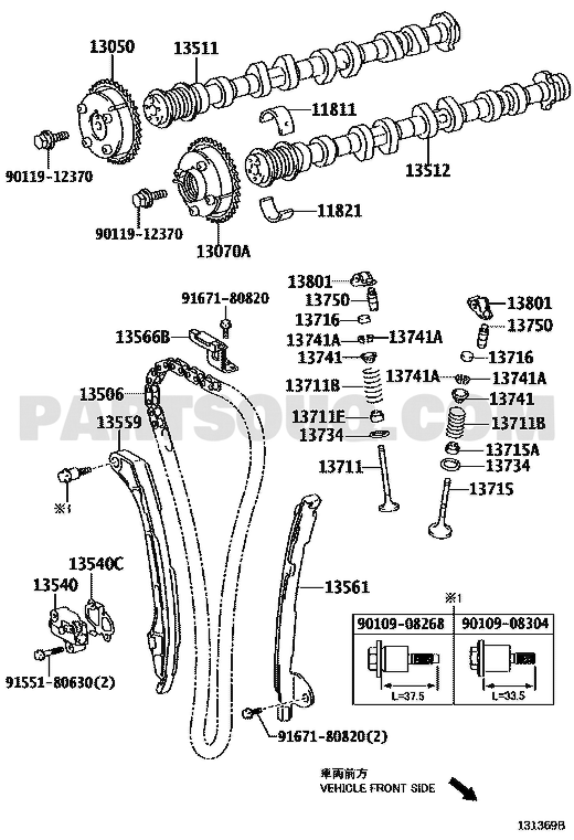مخطط موضع ترس كامة العادم 13070-36011 | EPC location diagram