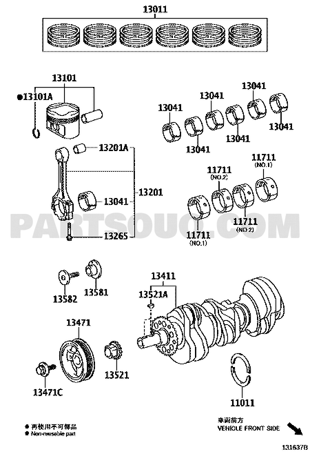 موضع بكرة عمود الكرنك 13470-31030 في مخطط تويوتا | Toyota EPC diagram