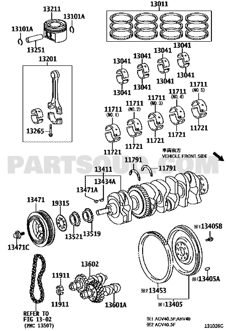 مخطط عمود اتزان المحرك 13601-28031 | Toyota EPC balance shaft diagram