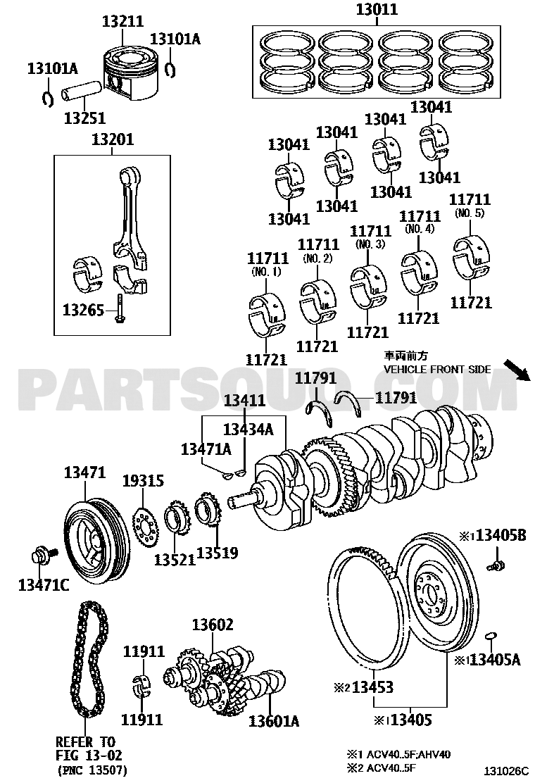 مخطط عمود اتزان المحرك 13601-28031 | Toyota EPC balance shaft diagram