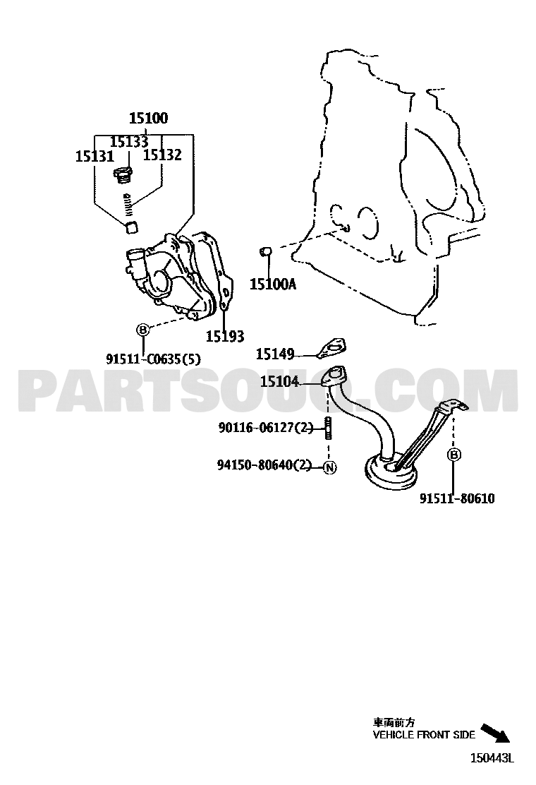 مخطط موضع طرمبة زيت المحرك 15100-22041 | Toyota EPC location diagram