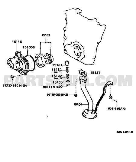 مخطط موضع روتور مضخة الزيت تويوتا 15103-75020، الرمز 15102 | Toyota EPC diagram for 15103-75020, callout 15102