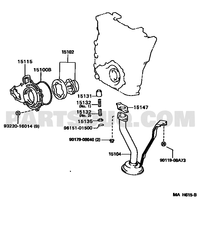 مخطط موضع روتور مضخة الزيت تويوتا 15103-75020، الرمز 15102 | Toyota EPC diagram for 15103-75020, callout 15102