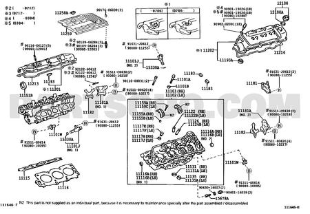 مخطط كتالوج تويوتا لموضع صمام توقيت الكامات 15340-20011، جهة اليسار | Toyota EPC location diagram for 15340-20011, LH