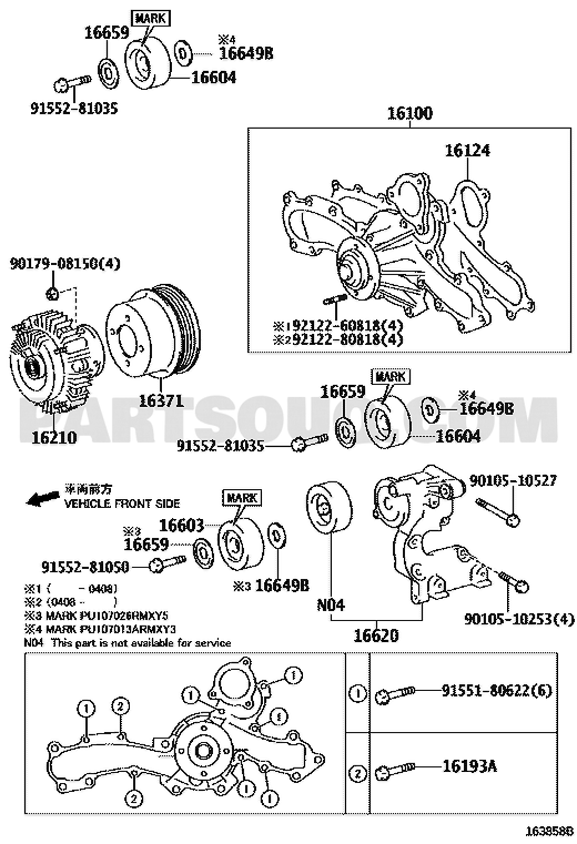 مخطط موضع كلتش مروحة الرديتر 16210-31021 | EPC location diagram