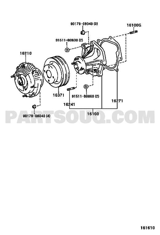 موضع كلتش المروحة 16210-66040 في مخطط تبريد تويوتا | Toyota cooling fan EPC diagram