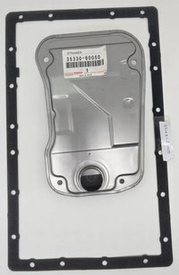 Gear oil strainer for Toyota, gray metal housing with black gasket