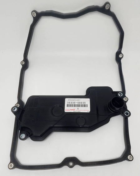 Toyota 35330-50030 transmission oil filter strainer assembly, black plastic with gasket