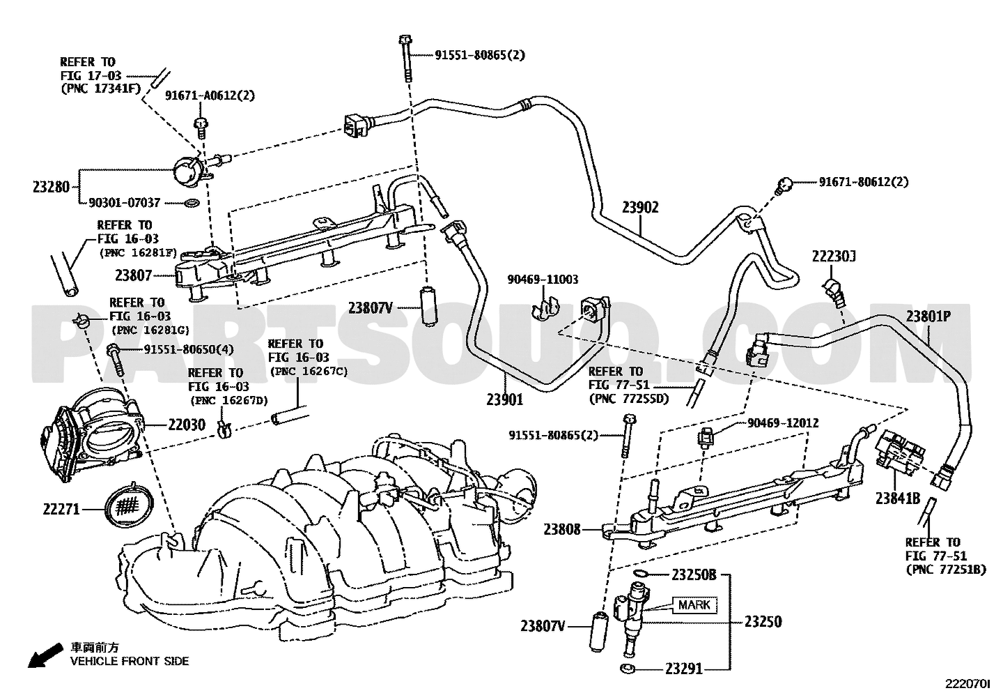 مخطط موقع منظم ضغط الوقود تويوتا 23280-38011 | Fuel regulator EPC diagram