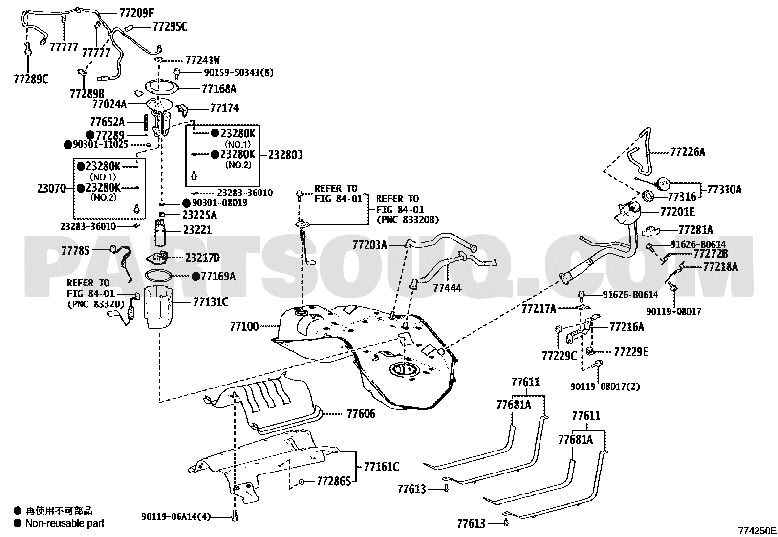 موضع طرمبة البنزين 23221-31130 في مخطط نظام الوقود | Fuel pump EPC position