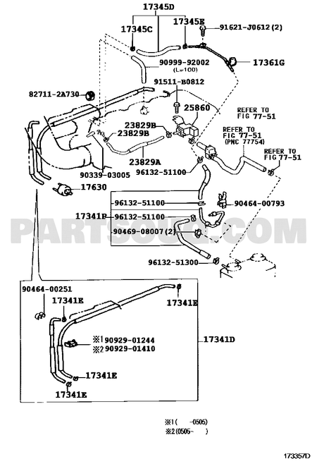 مخطط كتالوج تويوتا لموضع صمام الفاكيوم 25860-50100 | Toyota EPC location diagram for vacuum valve 25860-50100