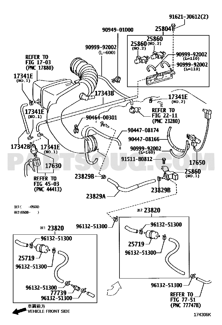 مخطط موضع بلف الفاكيوم 25860-50160 | Toyota EPC vacuum valve location