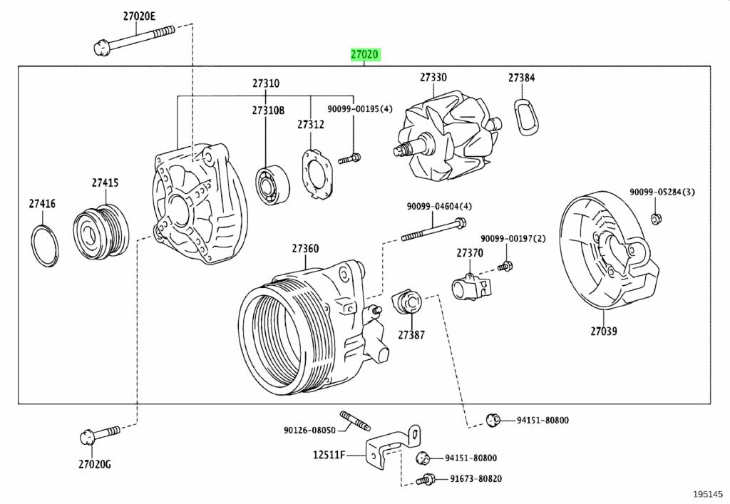 Toyota 27060-31410 Genuine Alternator Assembly