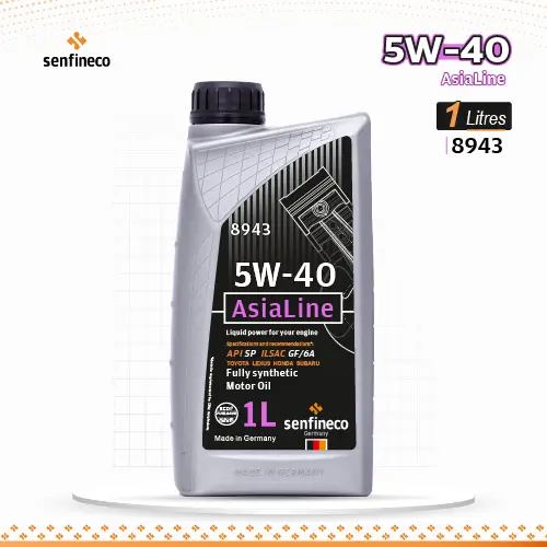 1L 5W-40 AsiaLine SP engine oil bottle, Senfineco brand