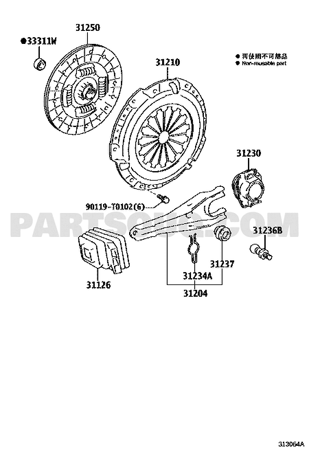 موضع غطاء الكلتش 31210-0K260 في مخطط تويوتا | Toyota clutch EPC diagram