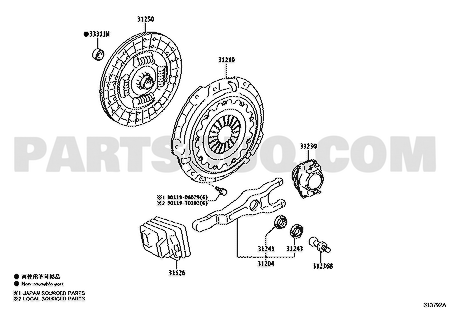 موضع غطاء الكلتش 31210-0K281 في مخطط تويوتا | Toyota clutch system EPC diagram