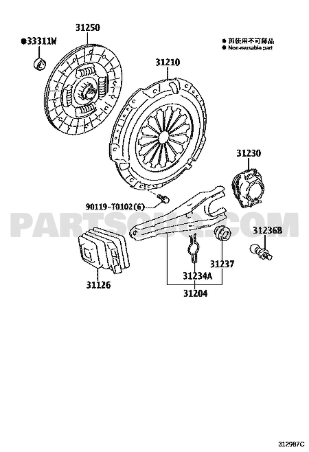 موضع صحن الكلتش 31250-0K261 في مخطط تويوتا Hilux | Toyota EPC diagram