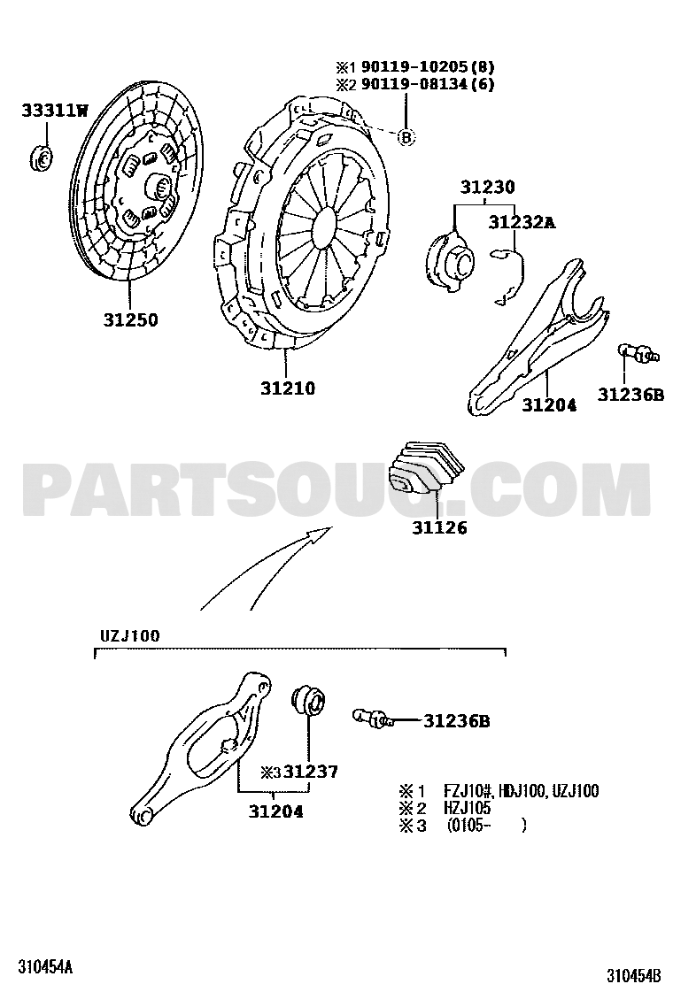 موضع صحن الكلتش 31250-0W031 في مخطط لاندكروزر 80 | Toyota Land Cruiser clutch EPC