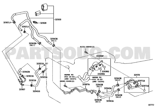 مخطط موضع مبرد زيت ناقل الحركة تويوتا 32970-34030 | Toyota EPC transmission oil cooler location