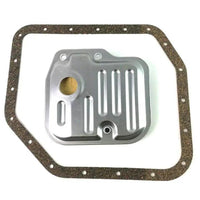 2-piece gear transmission filter set with gasket; silver plate and gasket for Toyota Yaris 06-18 and Corolla 07-17.