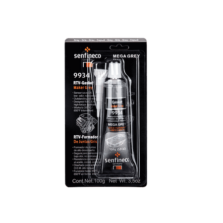 Senfineco 9934 RTV Gasket Maker Grey kit in grey silicone tube with nozzle