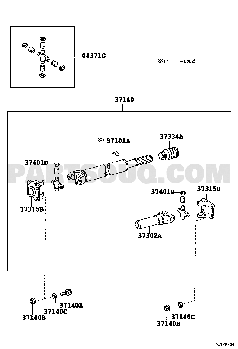 موضع رمان عمود الكردان الأوسط 37230-34030 في المخطط | Center support bearing EPC position