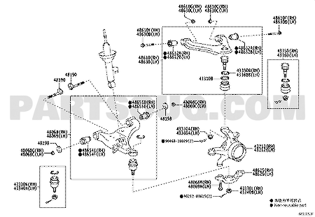 مخطط موضع مفصل الدركسون الأمامي اليمين 43211-0K080 | EPC location diagram