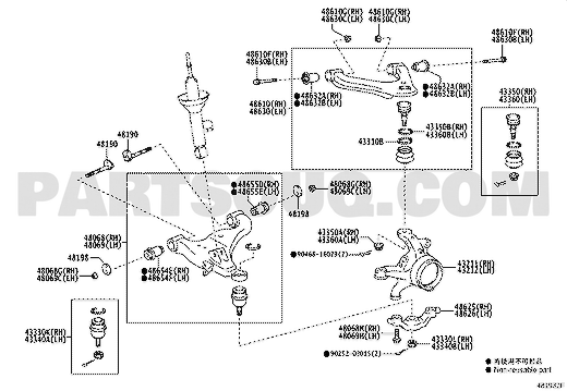 مخطط موضع مفصل الدركسون الأمامي اليمين 43211-0K080 | EPC location diagram