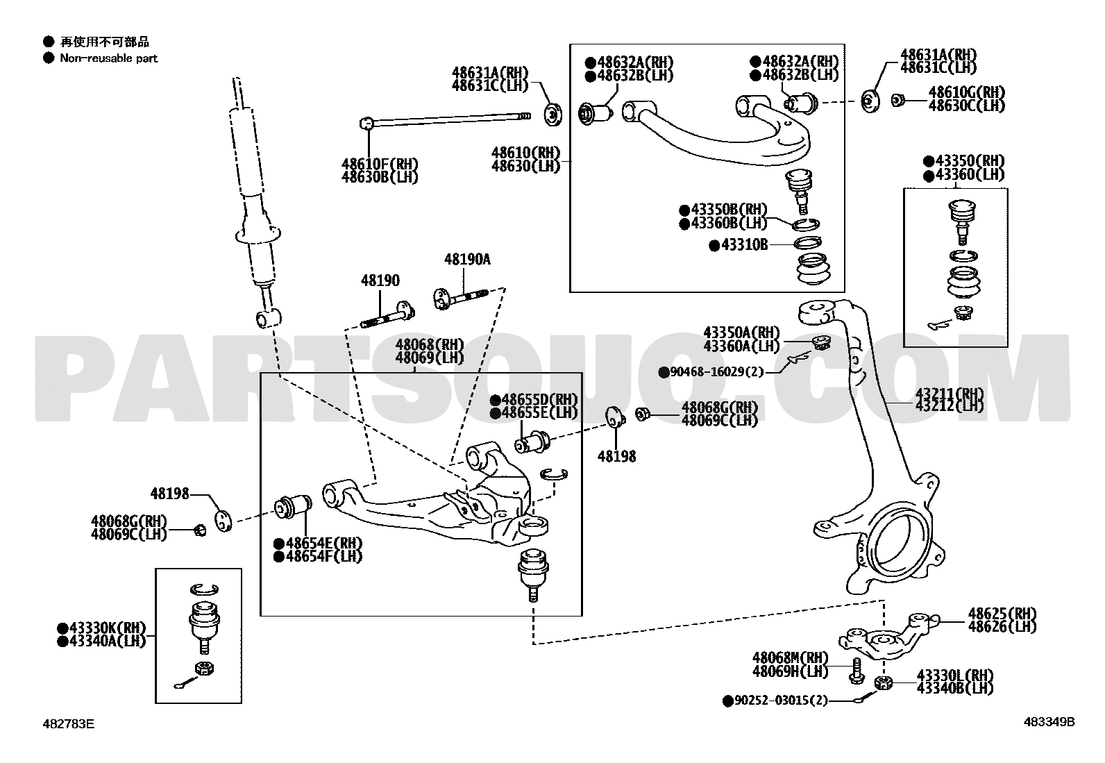 مخطط موضع البيضة الأمامية العلوية 43310-09017 | Toyota EPC location diagram