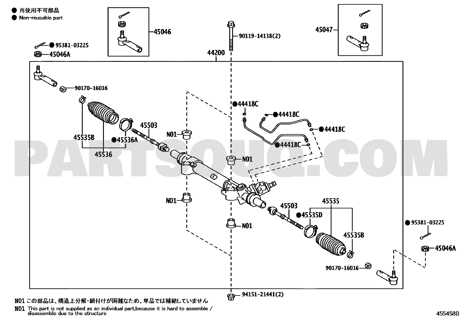 Toyota EPC diagram for 45046-69245 — callouts 45046 and 45047