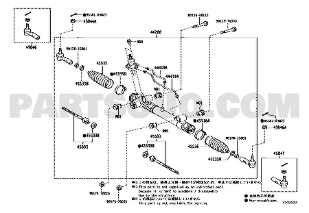 مخطط طرف علبة دركسون 45503-09331 | Toyota EPC steering rack diagram