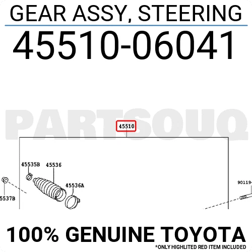 Toyota 45510-06041 Genuine Steering Gear Assembly Camry 2012-2017 GCC
