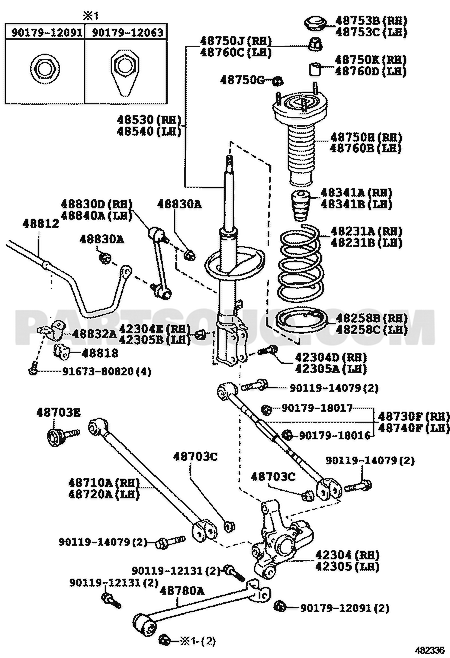 موضع المساعد الخلفي يمين 48530-09M30 في مخطط كامري | Toyota Camry rear suspension EPC
