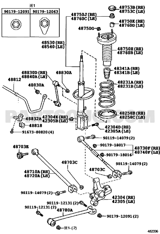 موضع المساعد الخلفي يمين 48530-09M30 في مخطط كامري | Toyota Camry rear suspension EPC