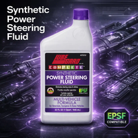 Power Steering Fluid bottle, Lubegard Complete Synthetic, purple cap, multi-vehicle formula, EPSF compatible.