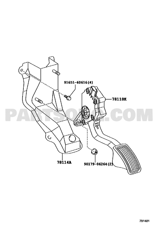 مخطط موضع دعسة البنزين تويوتا 78110-60061 | Toyota EPC accelerator pedal location