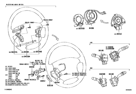 خارطة موقع spiral cable 84306-02080 داخل المقود